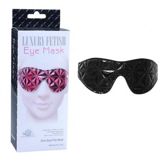 Чёрная кожаная маска на глаза с геометрическим узором - Erokay - купить с доставкой в Абакане