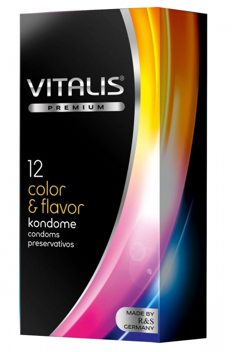 Цветные ароматизированные презервативы VITALIS PREMIUM color   flavor - 12 шт. - Vitalis - купить с доставкой в Абакане
