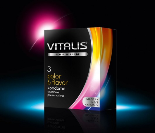 Цветные ароматизированные презервативы VITALIS PREMIUM color   flavor - 3 шт. - Vitalis - купить с доставкой в Абакане