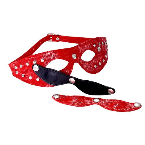 Красная кожаная маска со съёмными шорами - Sitabella - купить с доставкой в Абакане