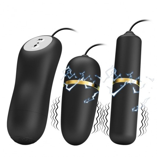 Черный проводной набор с электростимуляцией: виброяйцо и вибропуля - Baile - купить с доставкой в Абакане