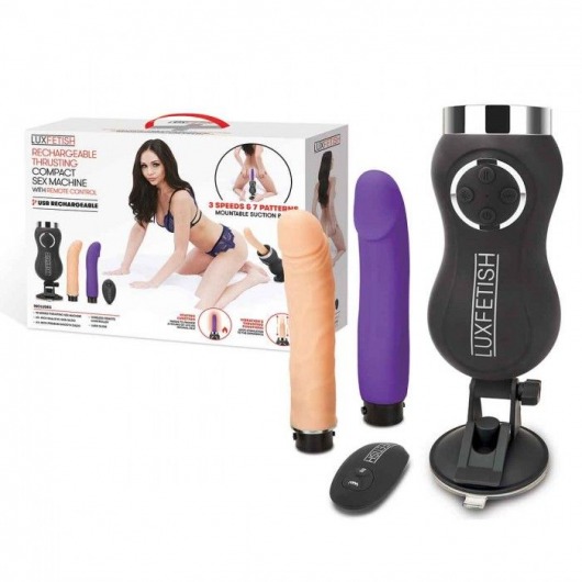 Портативная секс-машина Thrusting Compact Sex Machine c 2 насадками - Lux Fetish - купить с доставкой в Абакане