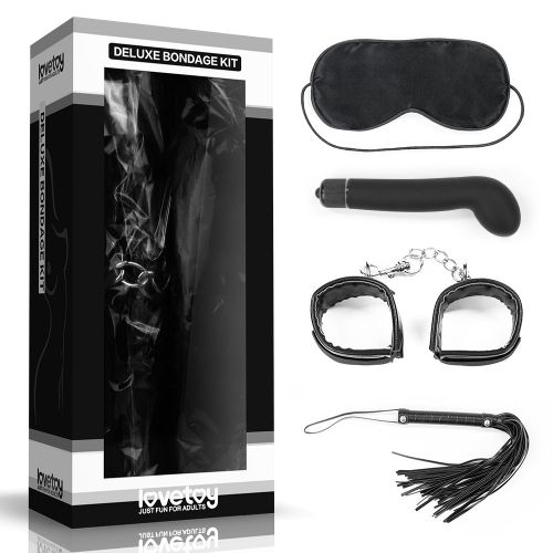 БДСМ-набор Deluxe Bondage Kit: маска, вибратор, наручники, плётка - Lovetoy - купить с доставкой в Абакане