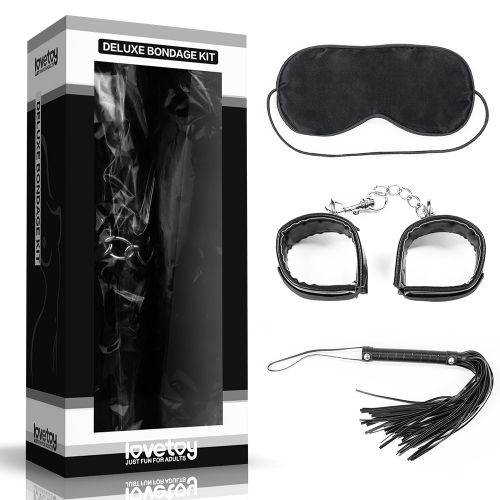 БДСМ-набор Deluxe Bondage Kit для игр: маска, наручники, плётка - Lovetoy - купить с доставкой в Абакане