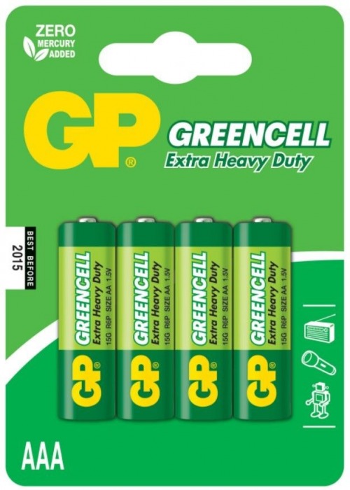 Батарейки солевые GP GreenCell AAA/R03G - 4 шт. - Элементы питания - купить с доставкой в Абакане