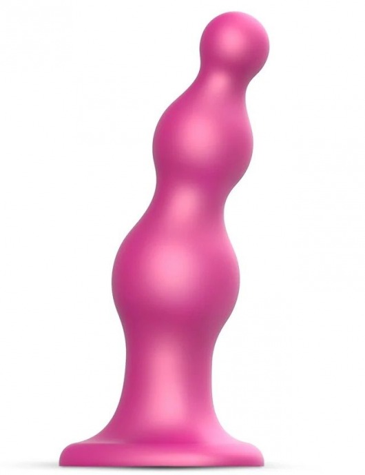 Розовая насадка Strap-On-Me Dildo Plug Beads size L - Strap-on-me - купить с доставкой в Абакане