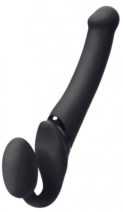 Черный безремневой вибрострапон Silicone Bendable Strap-On - size XL - Strap-on-me - купить с доставкой в Абакане