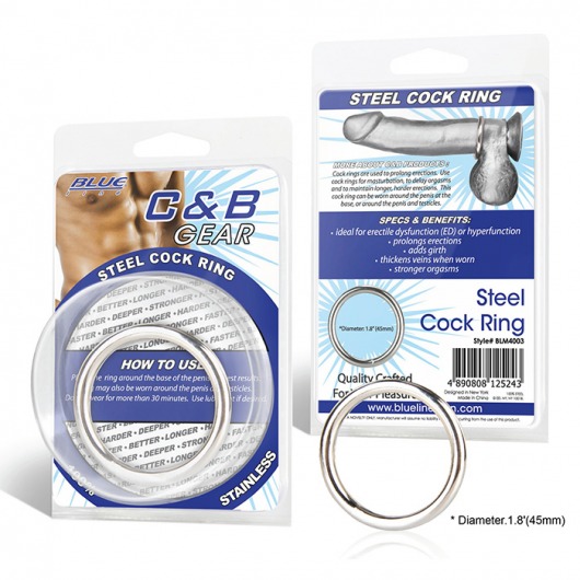 Стальное эрекционное кольцо STEEL COCK RING - 4.8 см. - BlueLine - купить с доставкой в Абакане