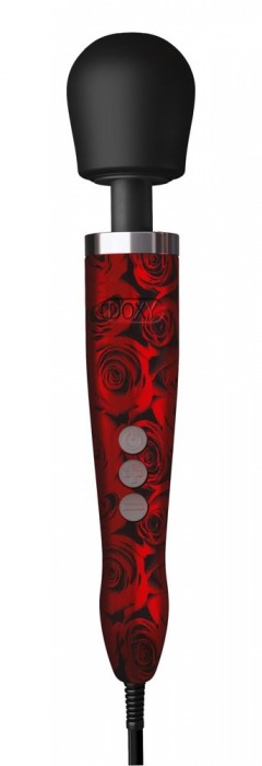 Красно-черный жезловый вибратор Doxy Die Cast с розами - Doxy