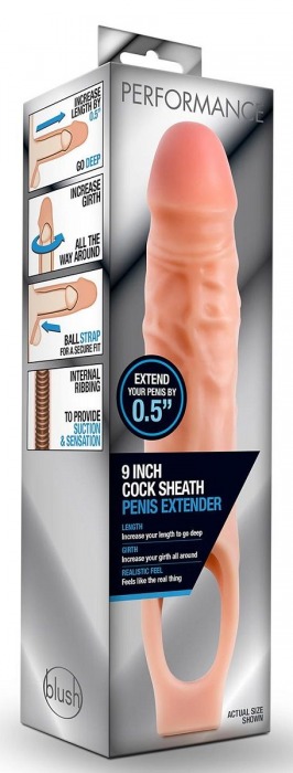 Телесная насадка на пенис 9 Inch Cock Sheath Extender - 22,2 см. - Blush Novelties - в Абакане купить с доставкой