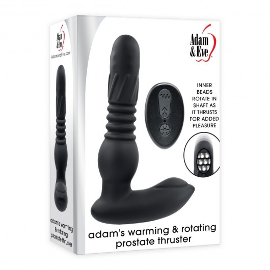 Черный массажер простаты Adams Warming   Rotating Prostate Thruster - 15,3 см. - Adam & Eve - в Абакане купить с доставкой