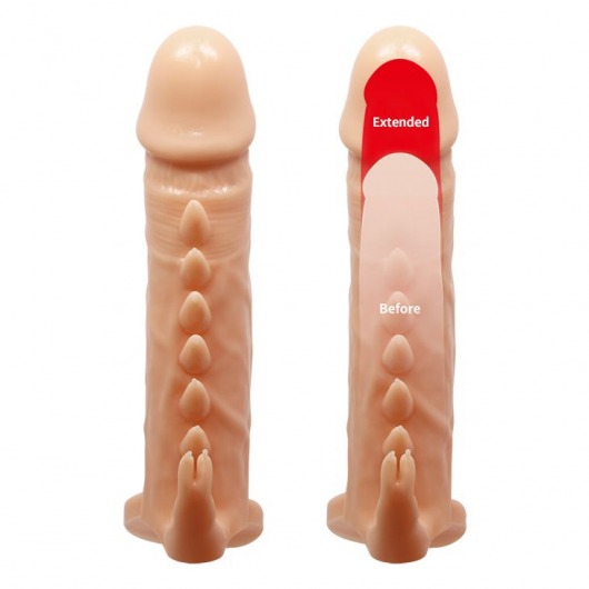 Телесная удлиняющая насадка Penis Sleeve Emmitt - 17 см. - Baile - в Абакане купить с доставкой