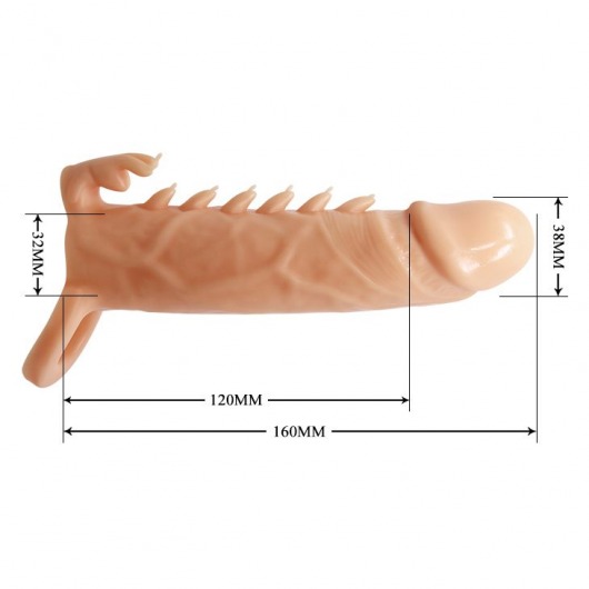 Телесная удлиняющая насадка Penis Sleeve Emmitt - 17 см. - Baile - в Абакане купить с доставкой