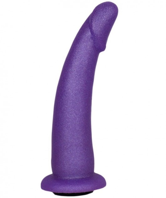 Фиолетовая гладкая изогнутая насадка-плаг - 17 см. - LOVETOY (А-Полимер) - купить с доставкой в Абакане
