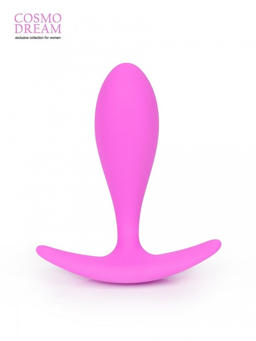 Розовая каплевидная анальная втулка с ограничителем - 7,4 см. - Bior toys