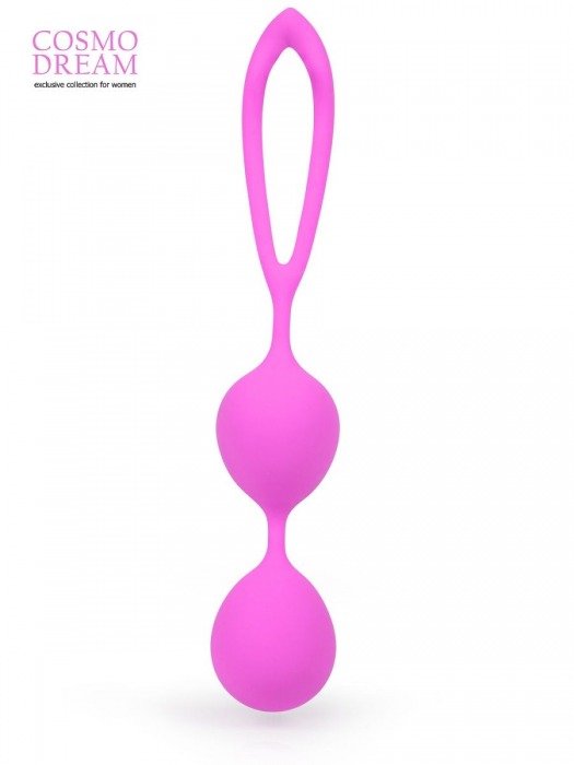 Розовые силиконовые вагинальные шарики с петлей - 17 см. - Cosmo