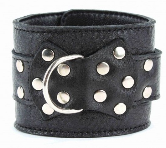 Чёрные наручники  из кожи с пряжкой - БДСМ Арсенал - купить с доставкой в Абакане