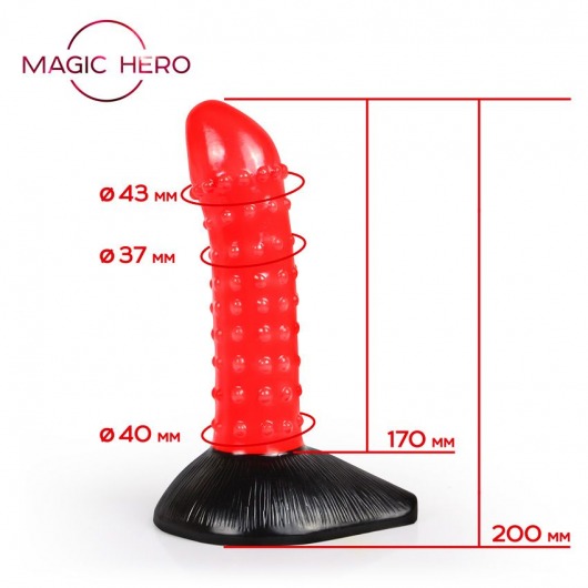 Красно-черный фантазийный фаллоимитатор с пупырышками - 20 см. - Bior toys