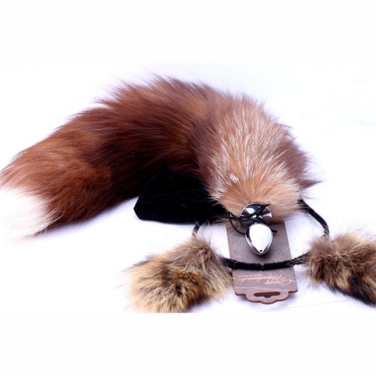 Игровой комплект: серебристая анальная пробка с пушистым хвостом и ободок-ушки - Crazy Handmade - купить с доставкой в Абакане