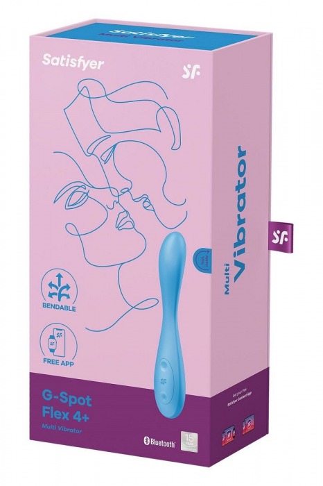 Голубой гибкий вибромассажер Satisfyer G-Spot Flex 4+ - 19 см. - Satisfyer