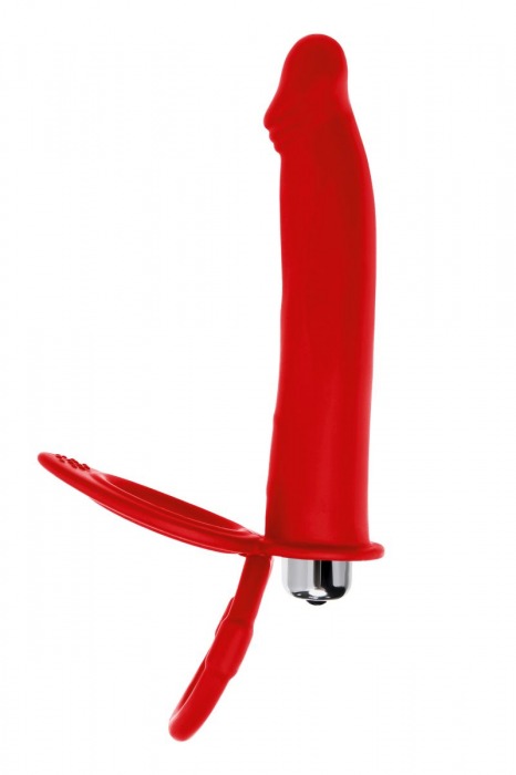 Красная насадка на пенис для двойного проникновения - 19 см. - ToyFa - купить с доставкой в Абакане