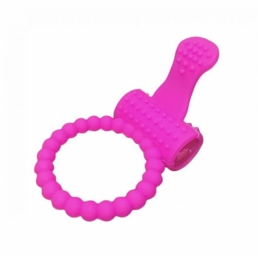 Розовое силиконовое эрекционное кольцо с вибрацией и язычком - 4sexdreaM - в Абакане купить с доставкой