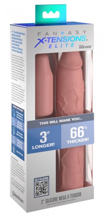 Телесная насадка-удлинитель 3 Inch Silicone Mega X-tension - 22,9 см. - Pipedream - в Абакане купить с доставкой