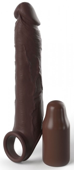 Коричневая насадка-удлинитель 3 Inch Silicone X-tension with Strap - 24,10 см. - Pipedream - в Абакане купить с доставкой