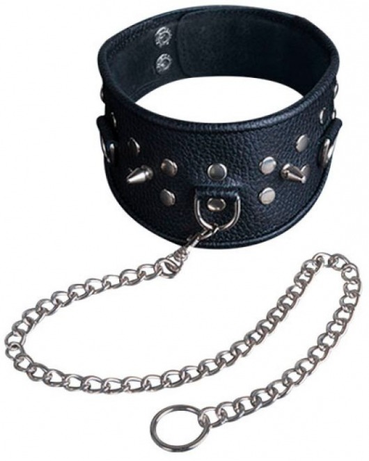 Чёрный ошейник из кожи - Sitabella - купить с доставкой в Абакане