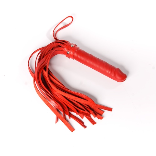 Красная плеть  Ракета А  с рукоятью из латекса и хвостами из кожи - 50 см. - Sitabella - купить с доставкой в Абакане