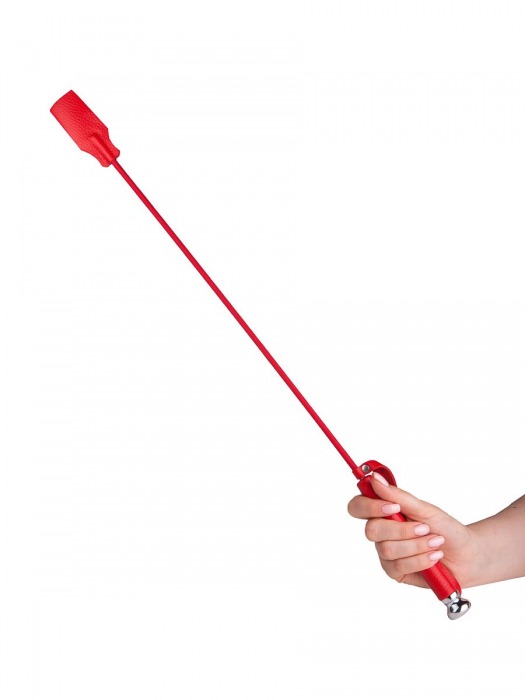 Красный стек с кожаной ручкой - 70 см. - Sitabella - купить с доставкой в Абакане