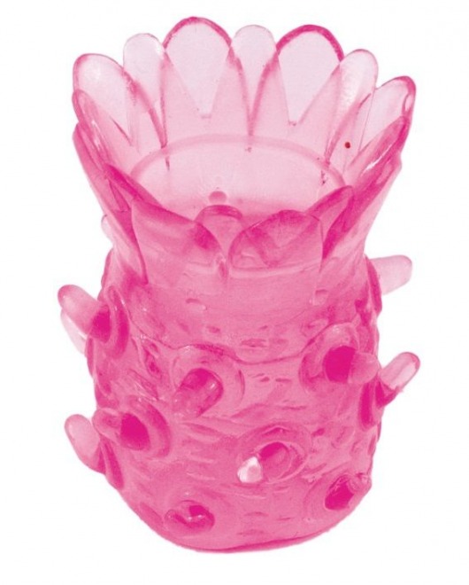 Розовая рельефная насадка на пенис - Toyfa Basic - в Абакане купить с доставкой