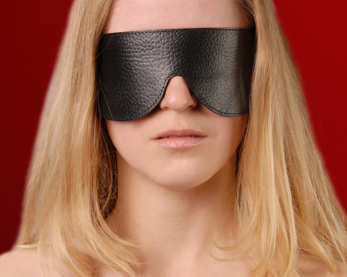 Чёрная широкая кожаная маска на глаза - Sitabella - купить с доставкой в Абакане