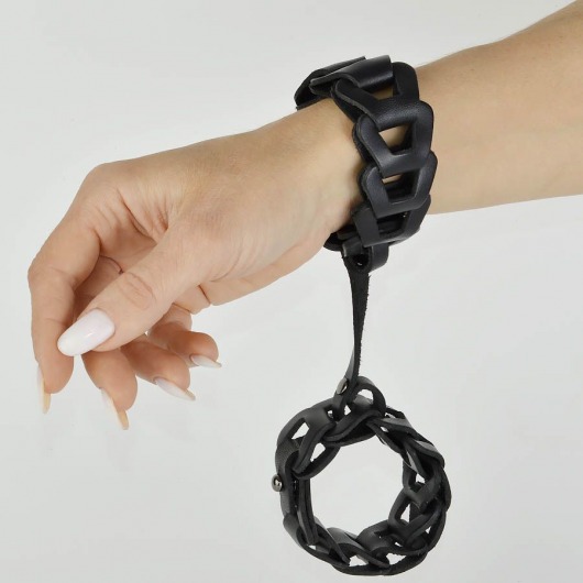 Черные кожаные наручники  Клеопатра - Sitabella - купить с доставкой в Абакане
