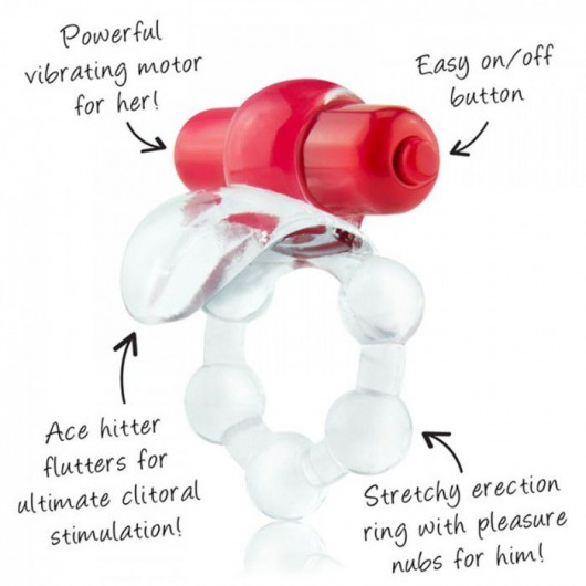 Виброкольцо с язычком и красным виброэлементом Overtime - Screaming O - в Абакане купить с доставкой