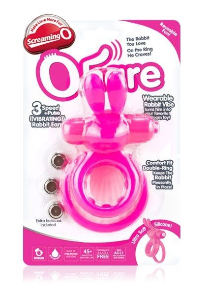 Розовое виброкольцо THE OHARE с подхватом мошонки - Screaming O - в Абакане купить с доставкой