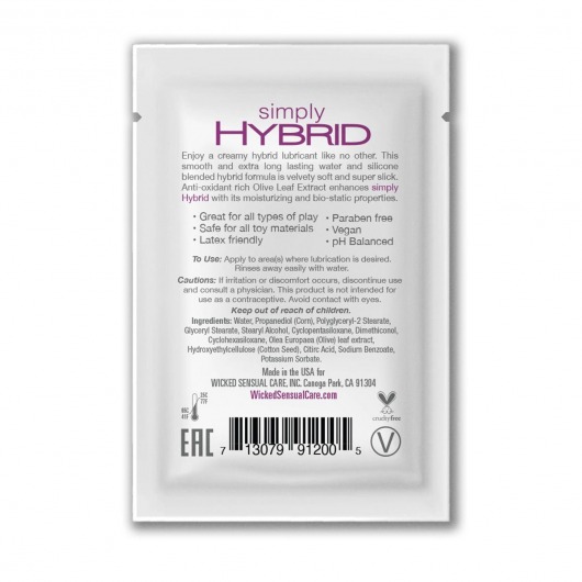 Саше водно-силиконового лубриканта Simply Hybrid - 3 мл. - Wicked - купить с доставкой в Абакане