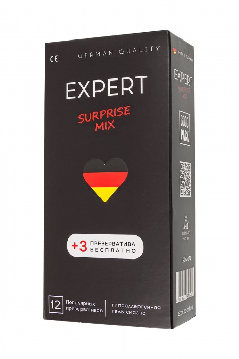 Презервативы EXPERT Surprise Mix - 12 шт.(+3 в подарок) - Expert - купить с доставкой в Абакане