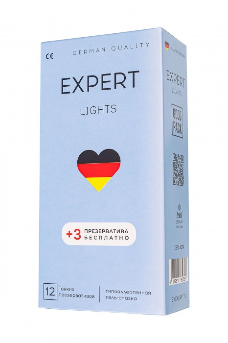 Ультратонкие презервативы EXPERT Lights - 12 шт.(+3 в подарок) - Expert - купить с доставкой в Абакане