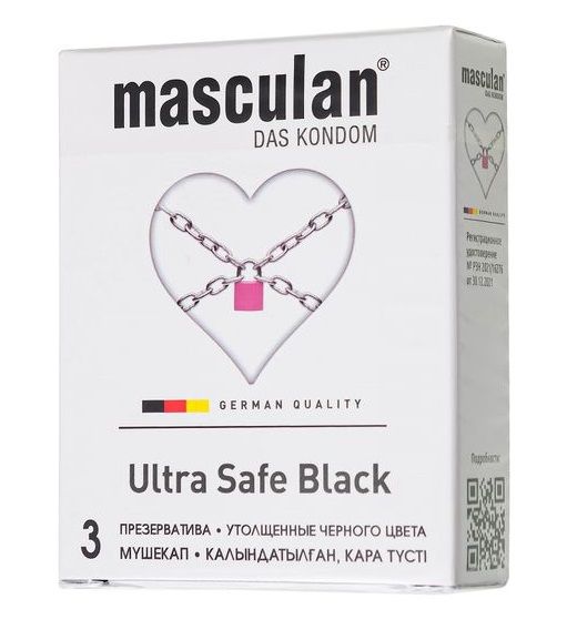 Ультрапрочные презервативы Masculan Ultra Safe Black - 3 шт. - Masculan - купить с доставкой в Абакане