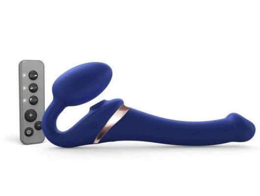 Синий безремневой страпон Multi Orgasm Size S с клиторальной стимуляцией - Strap-on-me - купить с доставкой в Абакане