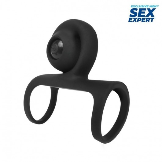 Черная вибронасадка на пенис Sex Expert - Sex Expert - в Абакане купить с доставкой