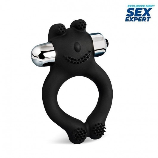 Черное силиконовое эрекционное виброкольцо Sex Expert - Sex Expert - в Абакане купить с доставкой