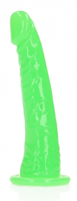 Зеленый люминесцентный фаллоимитатор на присоске - 17,5 см. - Shots Media BV