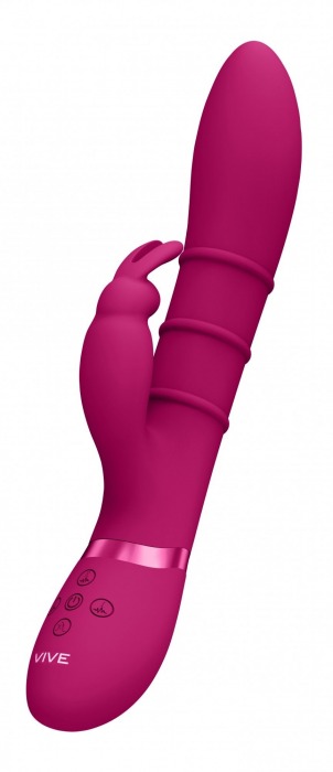 Розовый вибромассажер-кролик с 3 стимулирующими кольцами Sora - 24,2 см. - Shots Media BV