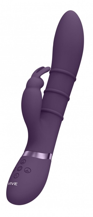 Фиолетовый вибромассажер-кролик с 3 стимулирующими кольцами Sora - 24,2 см. - Shots Media BV