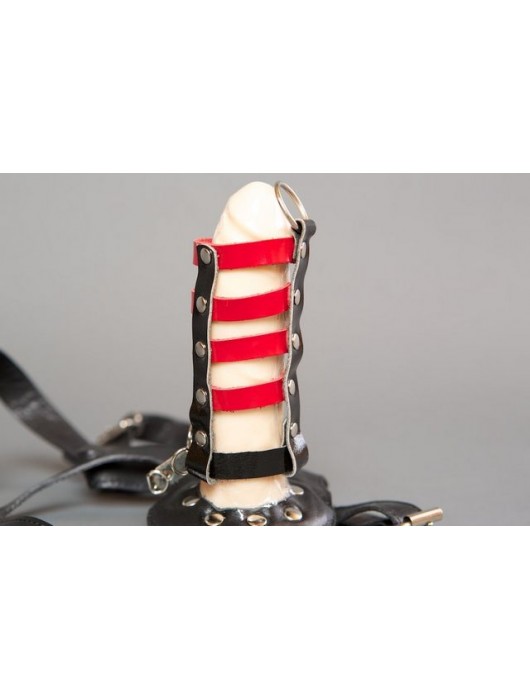 Черно-красный пояс верности на замочке - Подиум - купить с доставкой в Абакане