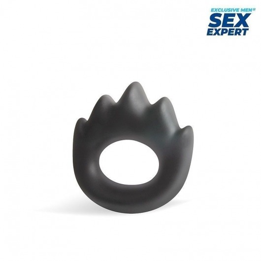 Черное эрекционное кольцо в форме пламени - Sex Expert - в Абакане купить с доставкой