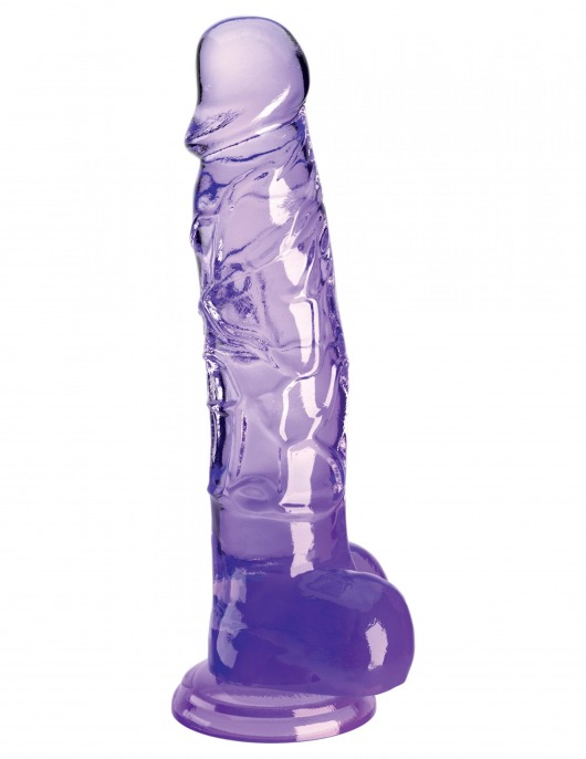 Фиолетовый фаллоимитатор с мошонкой на присоске 8’’ Cock with Balls - 22,2 см. - Pipedream