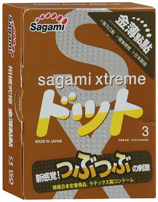 Презервативы Sagami Xtreme FEEL UP с точечной текстурой и линиями прилегания - 3 шт. - Sagami - купить с доставкой в Абакане